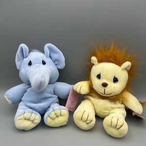 1997 ENESCO Precious Moments Tender Tails Lion & Elephant Stuffed Animal W/Tag